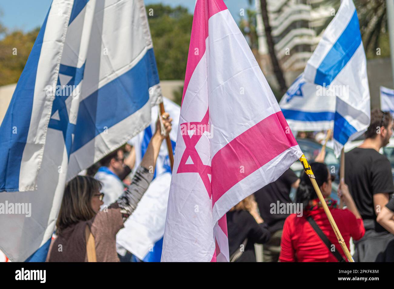 Zivile Proteste in der Stadt Rehovot Israel gegen den geplanten Wechsel der israelischen Regierung zum Obersten Gerichtshof Stockfoto