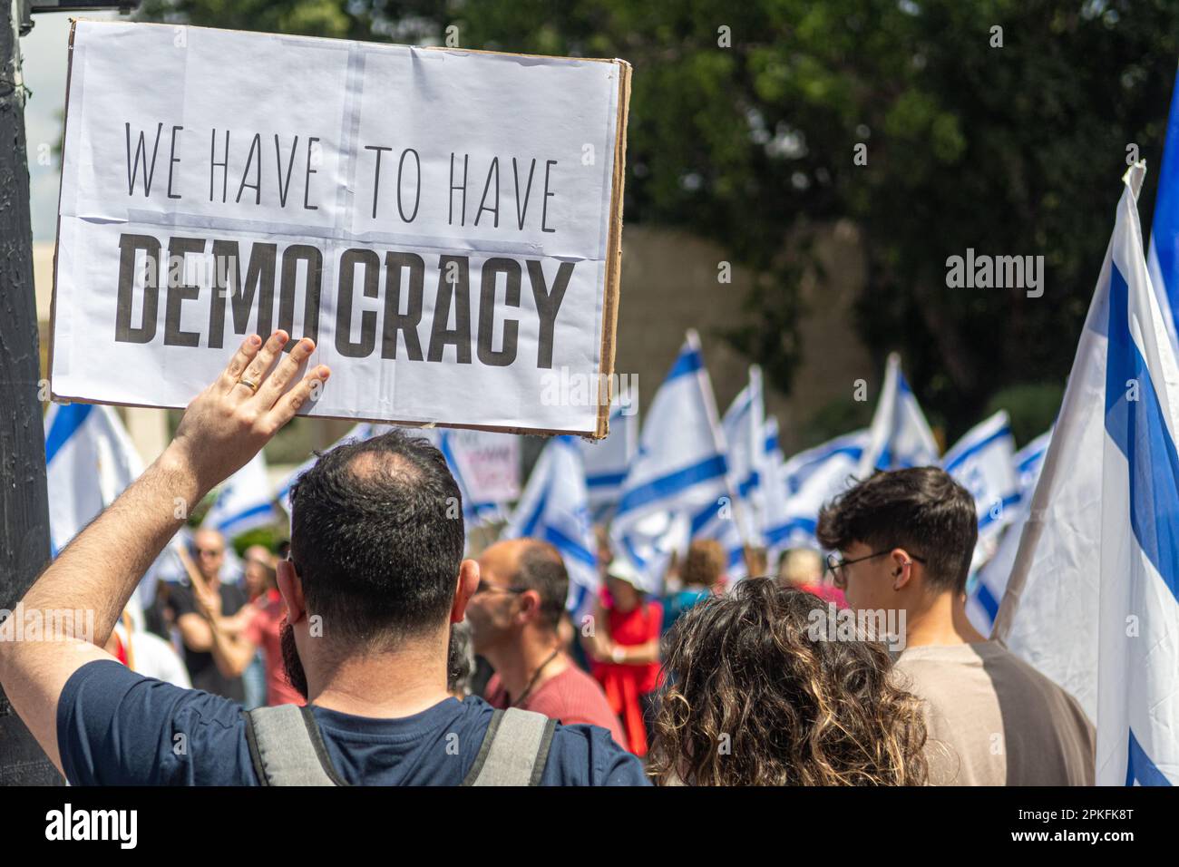 Zivile Proteste in der Stadt Rehovot Israel gegen den geplanten Wechsel der israelischen Regierung zum Obersten Gerichtshof Stockfoto