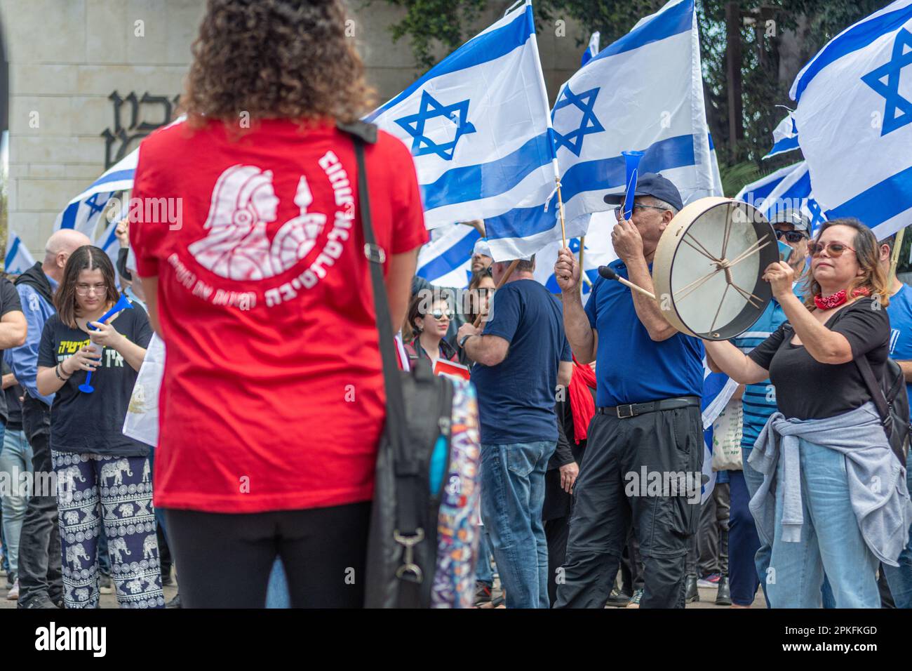Zivile Proteste in der Stadt Rehovot Israel gegen den geplanten Wechsel der israelischen Regierung zum Obersten Gerichtshof Stockfoto