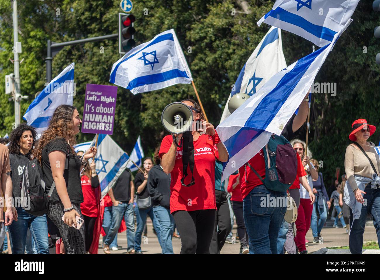 Zivile Proteste in der Stadt Rehovot Israel gegen den geplanten Wechsel der israelischen Regierung zum Obersten Gerichtshof Stockfoto