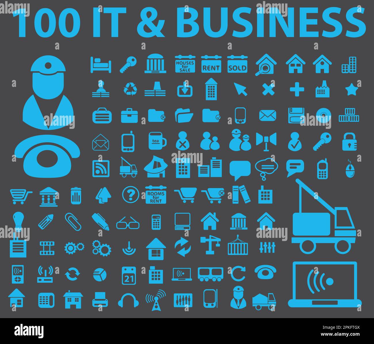 Ein Satz von 100-SYMBOLEN FÜR IT und Business, Vektordarstellung Stock Vektor