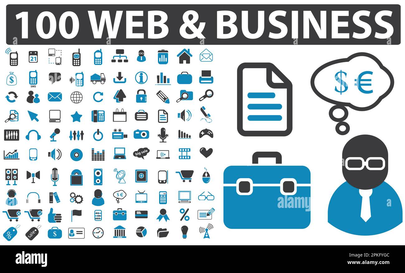 Eine Reihe von Symbolen zur Darstellung von Web- und Geschäftsvektoren Stock Vektor