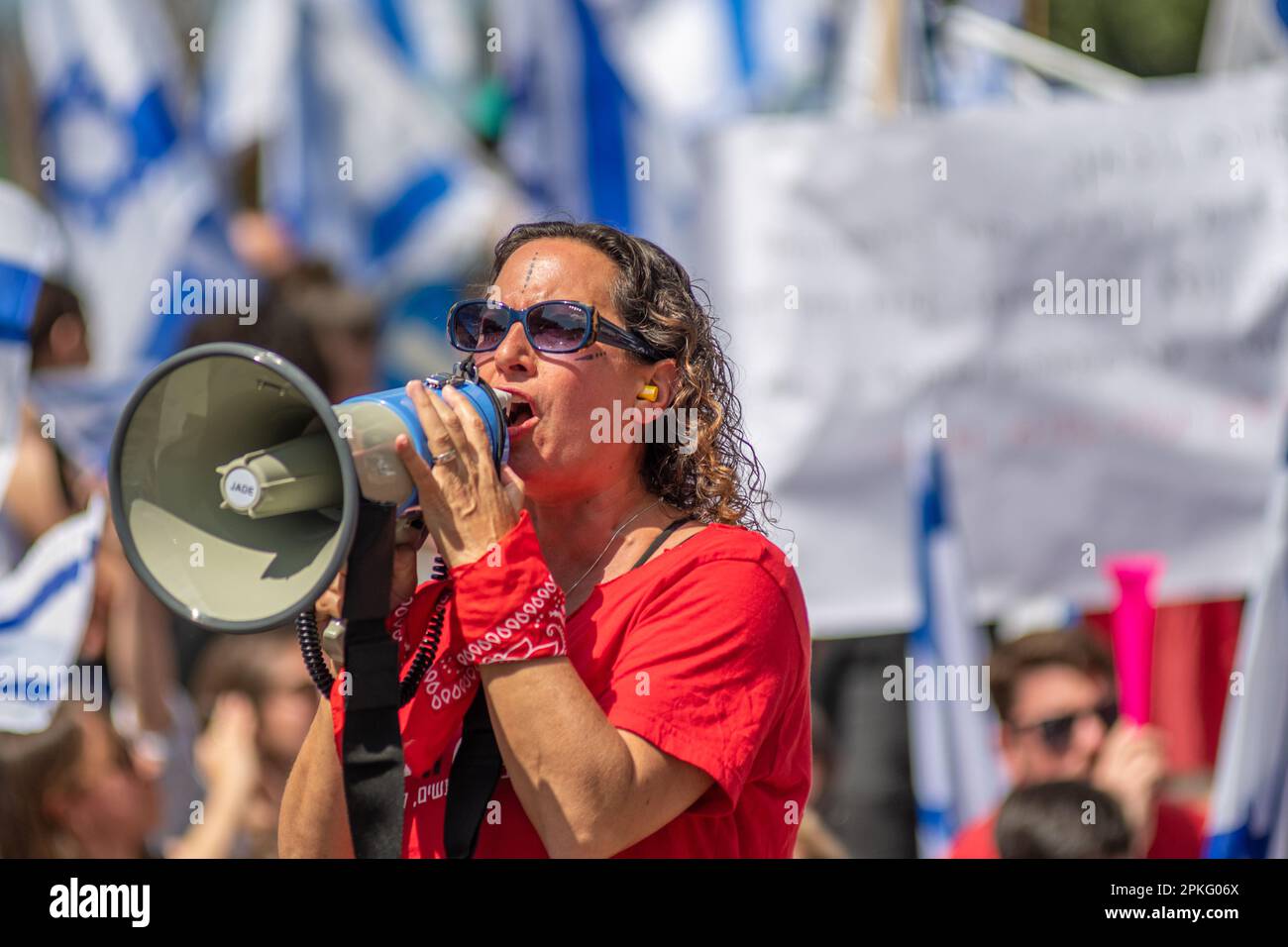 Zivile Proteste in der Stadt Rehovot Israel gegen den geplanten Wechsel der israelischen Regierung zum Obersten Gerichtshof Stockfoto