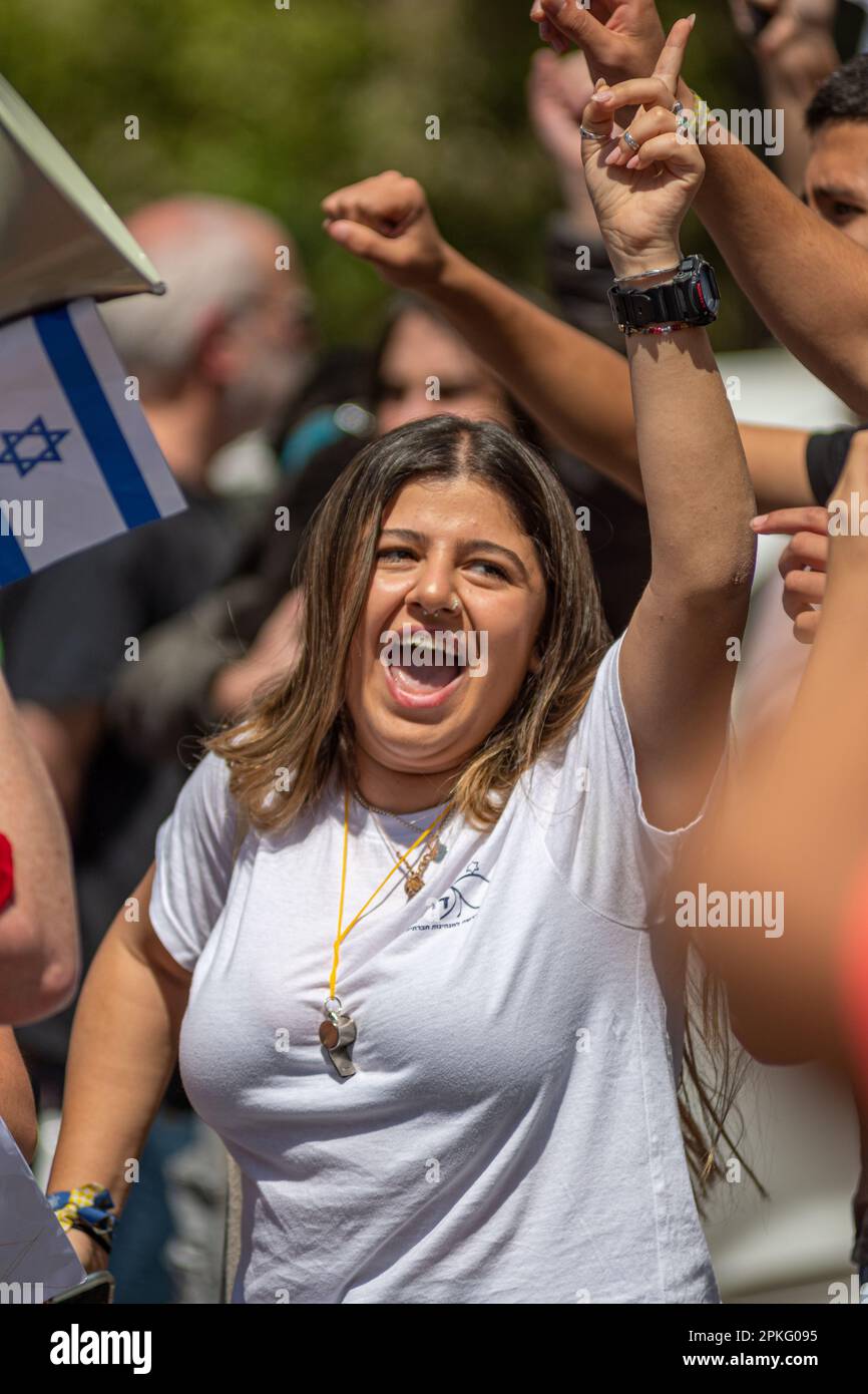 Zivile Proteste in der Stadt Rehovot Israel gegen den geplanten Wechsel der israelischen Regierung zum Obersten Gerichtshof Stockfoto