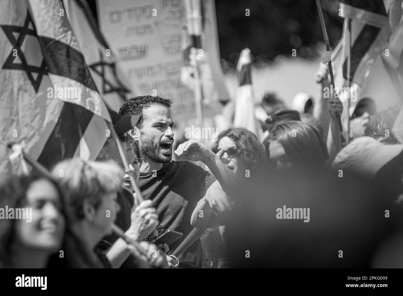 Zivile Proteste in der Stadt Rehovot Israel gegen den geplanten Wechsel der israelischen Regierung zum Obersten Gerichtshof Stockfoto
