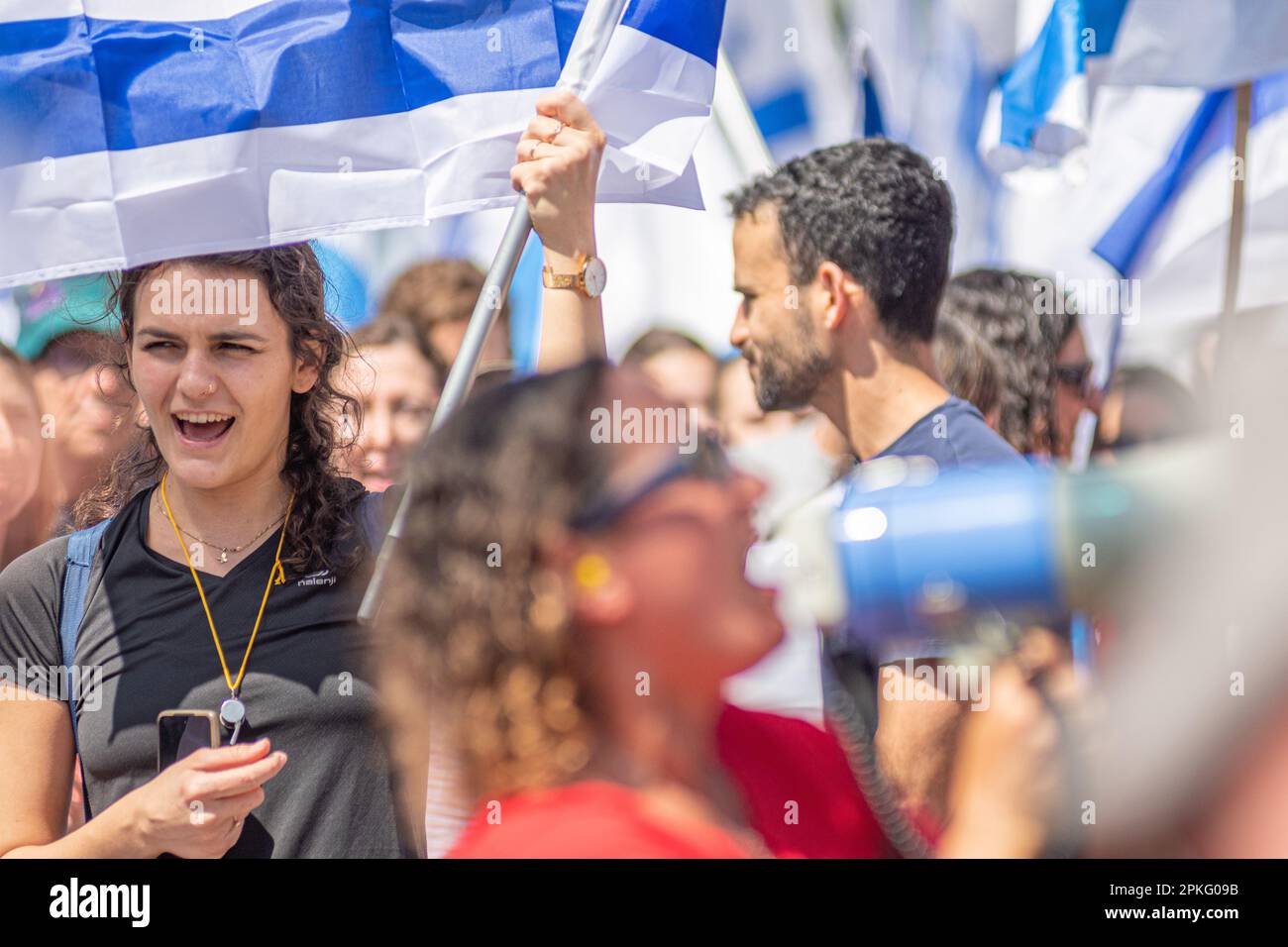 Zivile Proteste in der Stadt Rehovot Israel gegen den geplanten Wechsel der israelischen Regierung zum Obersten Gerichtshof Stockfoto