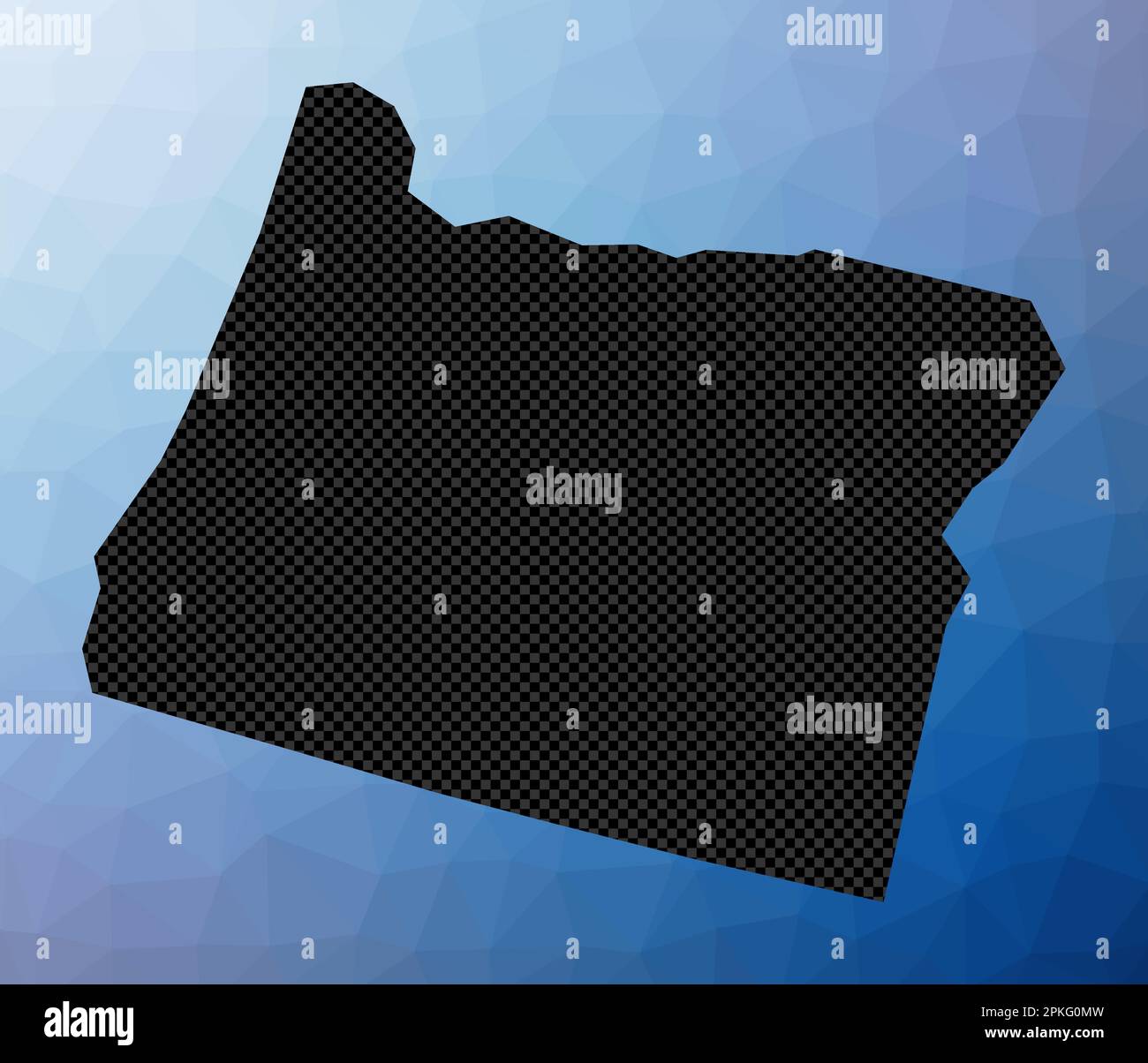Geometrische Karte von Oregon. Schablonenform von Oregon in flacher Polyausführung. Eindrucksvolle Darstellung des US-Bundesstaates. Stock Vektor