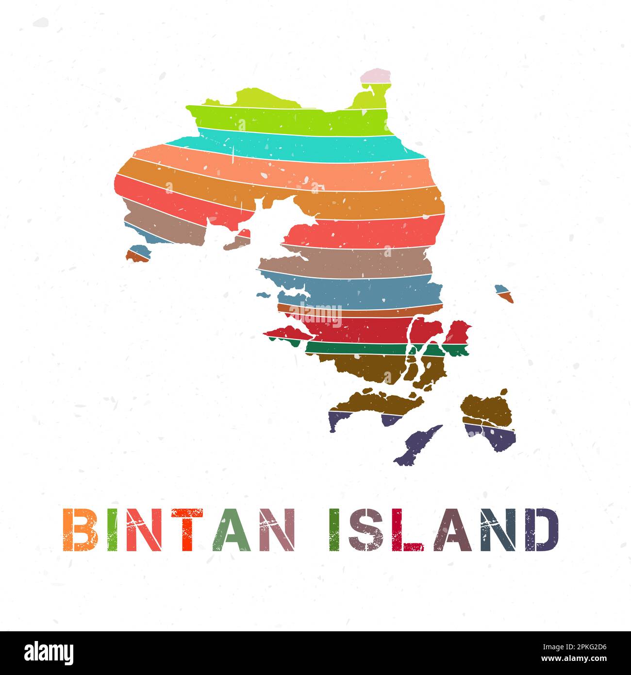Kartendesign der Insel Bintan. Form der Insel mit wunderschönen geometrischen Wellen und Grunge-Textur. Stilvolle Vektordarstellung. Stock Vektor