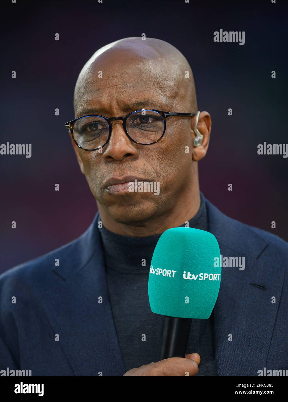 06. April 2023 - England/Brasilien - Women’s Finalissima - Wembley Stadium TV Football pundit und ehemaliger Spieler Ian Wright während des UEFA Women's Finalissima 2023 bei Wembley Picture : Mark Pain / Alamy Live News Stockfoto