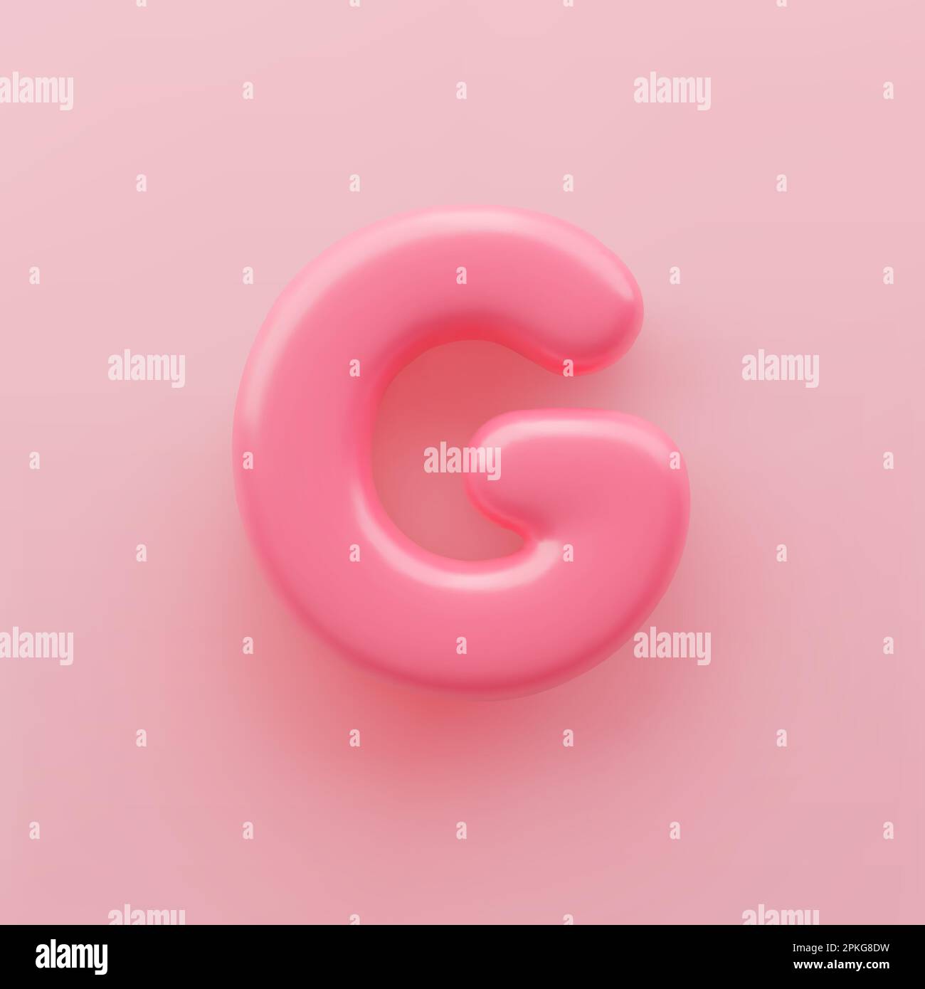 3D Rosa Großbuchstabe G mit glänzender Oberfläche auf pinkfarbenem Hintergrund. Stock Vektor