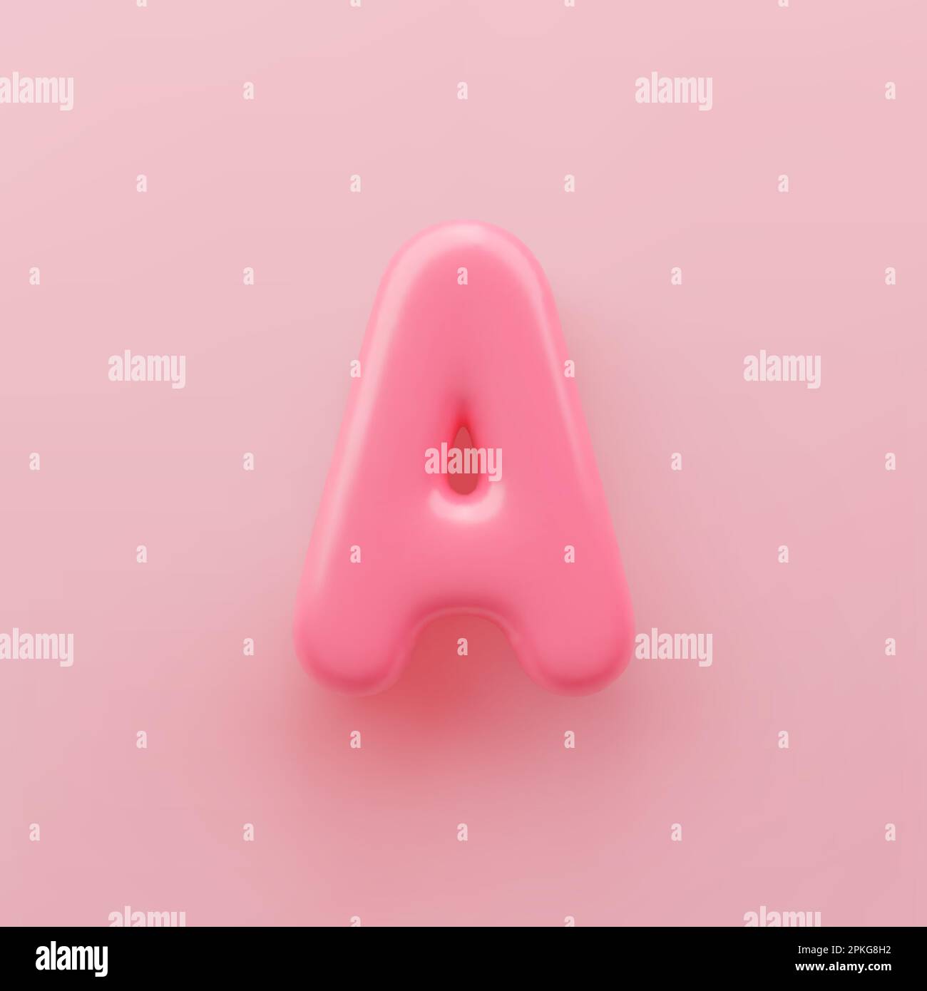 3D Rosa Großbuchstabe A mit glänzender Oberfläche auf pinkfarbenem Hintergrund. Stock Vektor