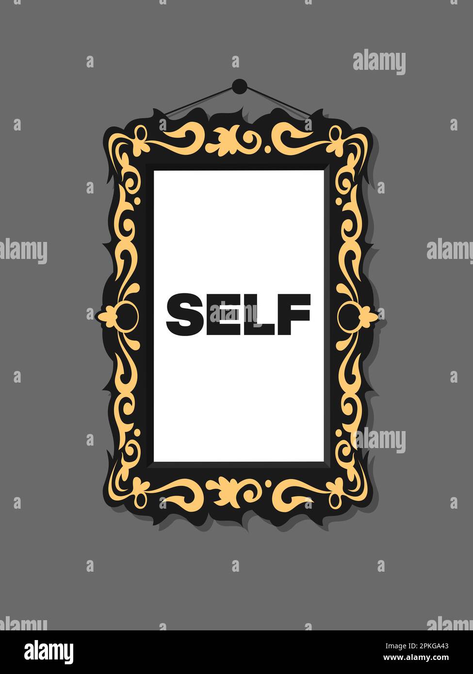 Selbstbild – Ich sehe mich im Bilderrahmen oder Spiegel. Psychologische und  psychische Wahrnehmung des eigenen Menschen. Vektordarstellung  Stockfotografie - Alamy