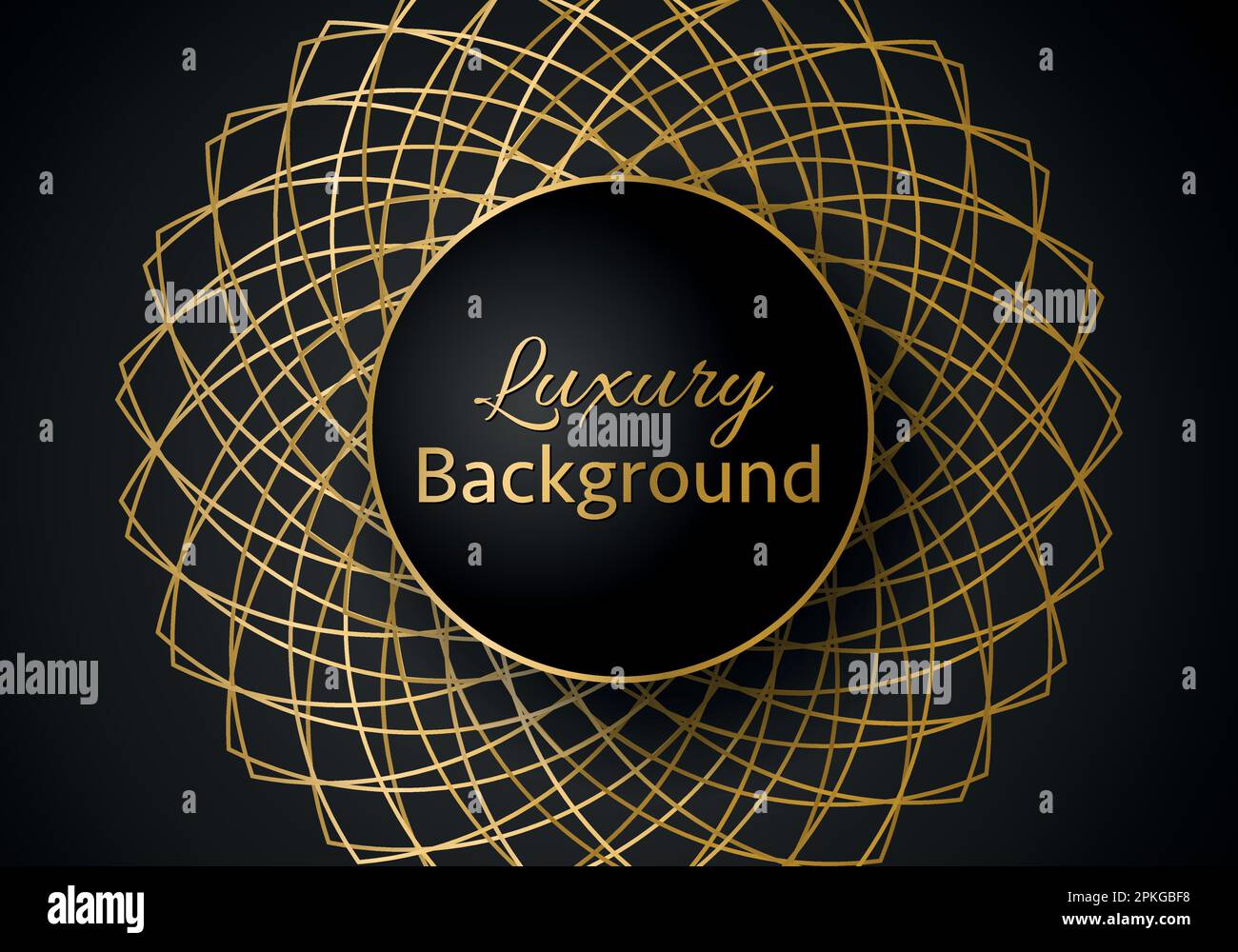 Goldene Formen auf dunkelschwarzem Hintergrund Luxury Realistic Concept 3D Papierschnitt Stock Vektor
