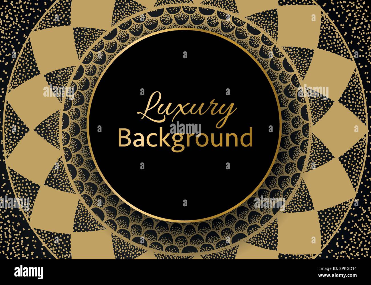 Goldene Formen auf dunkelschwarzem Hintergrund Luxury Realistic Concept 3D Papierschnitt Stock Vektor