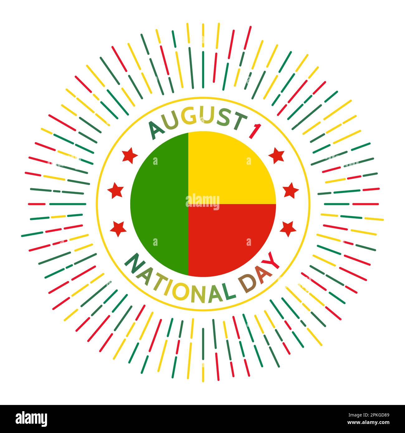 Benin Nationalfeiertag. Unabhängigkeit von Frankreich im Jahr 1960. Gefeiert am 1. August. Stock Vektor