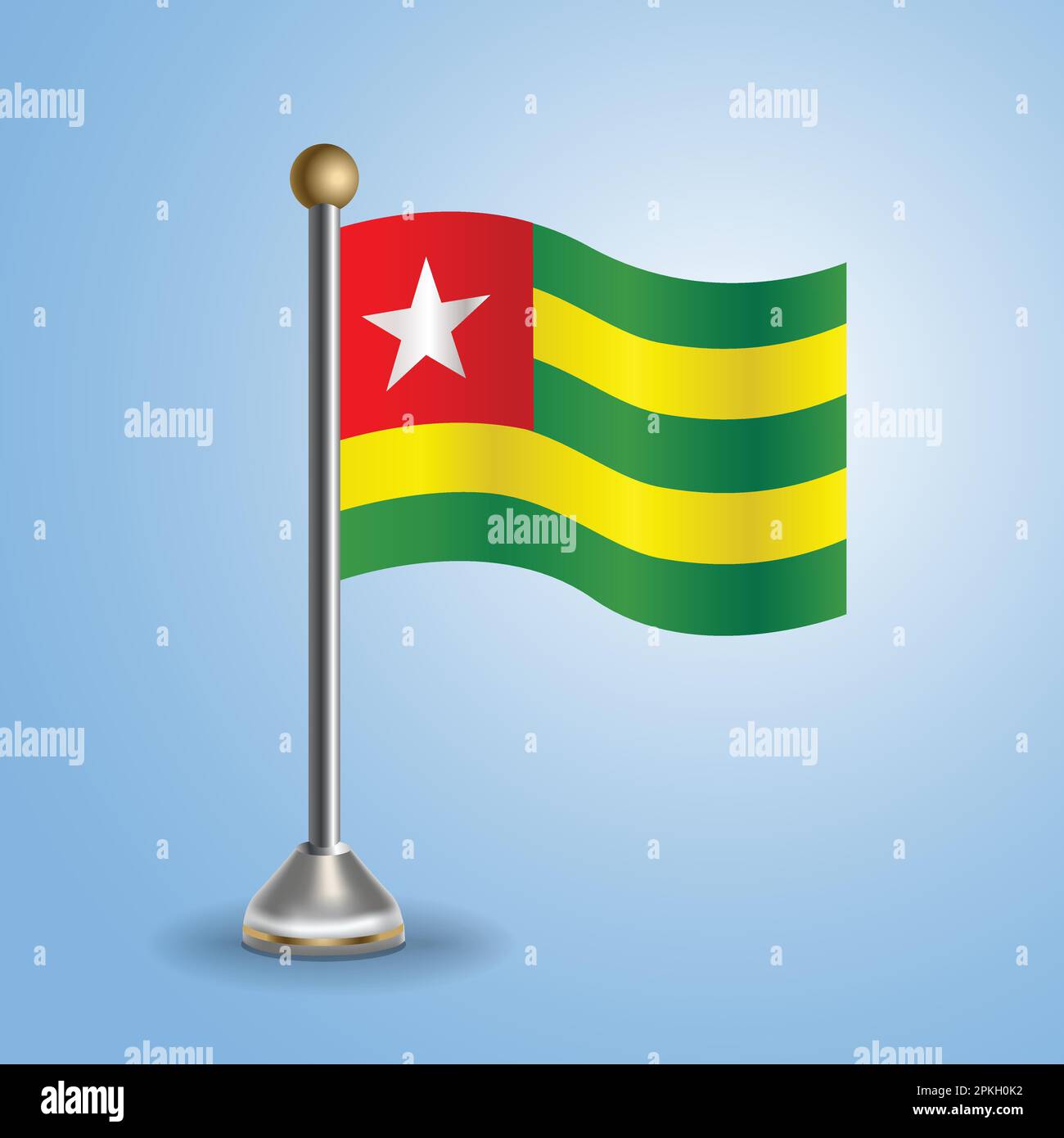 Togo-Staatsflagge. Nationales Symbol, Vektordarstellung Stock Vektor