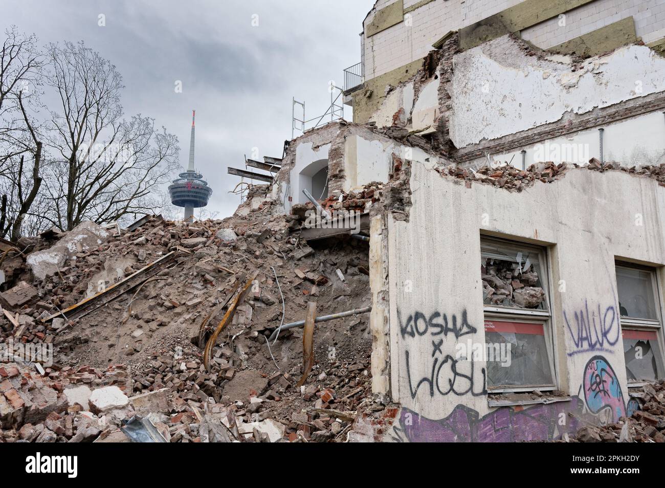 Köln, Deutschland, April 02 2023: Abriss der alten Musikschule Rheinische Musikschule in köln ehrenfeld Stockfoto