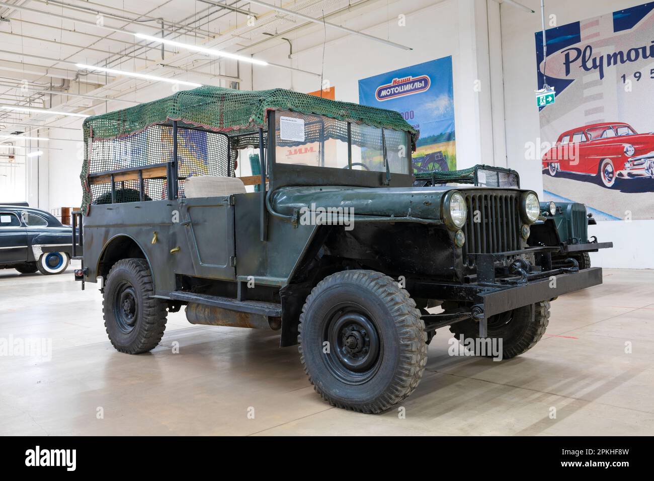 SANKT PETERSBURG, RUSSLAND - 29. MÄRZ 2023: Amerikanisches Militärfahrzeug Willys MB. Museum für Retro-Transport Stockfoto
