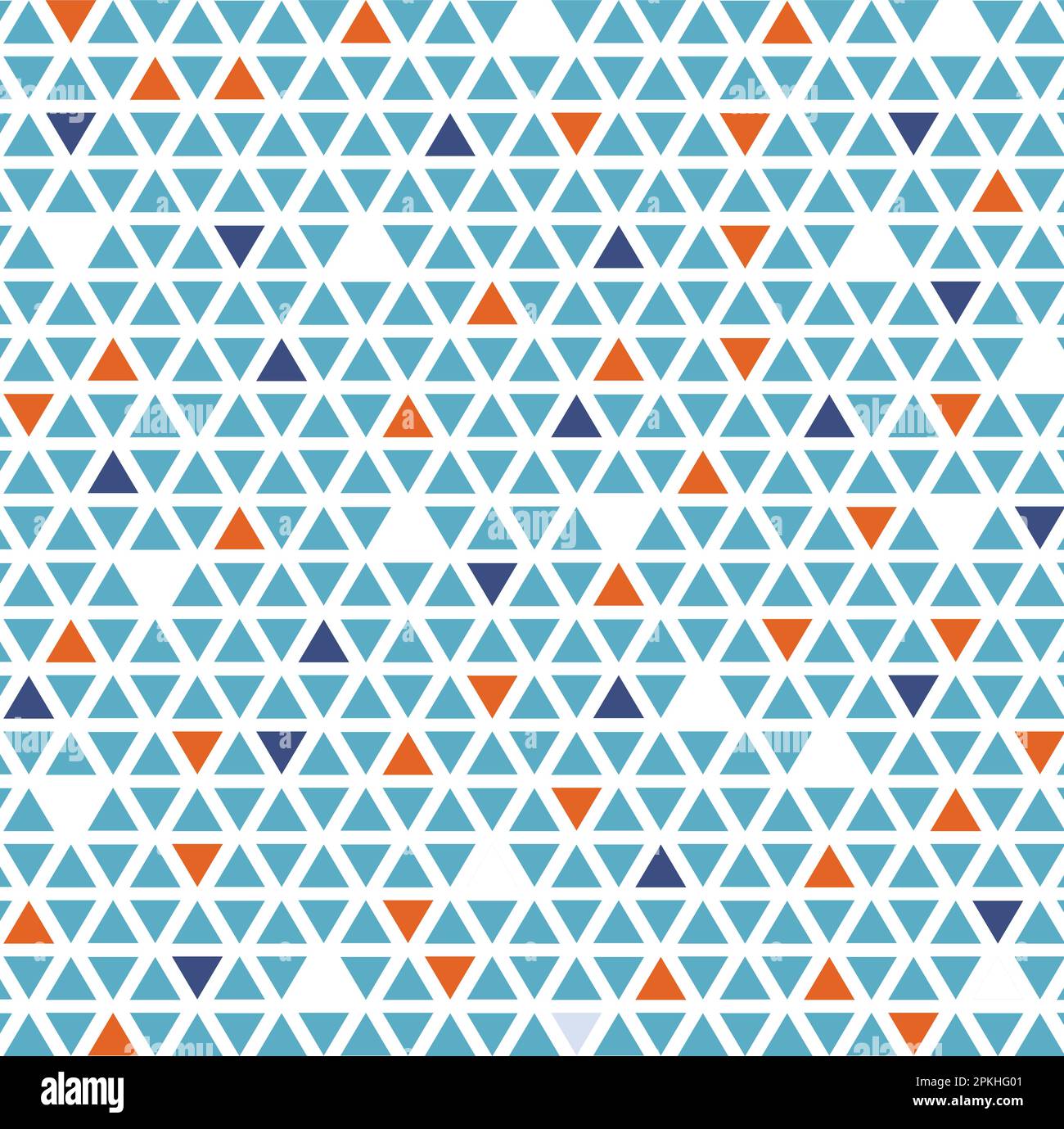 Blauorangefarbenes Geometrisches Kleines Dreiecksmuster. Abstrakter Mosaikhintergrund Stock Vektor