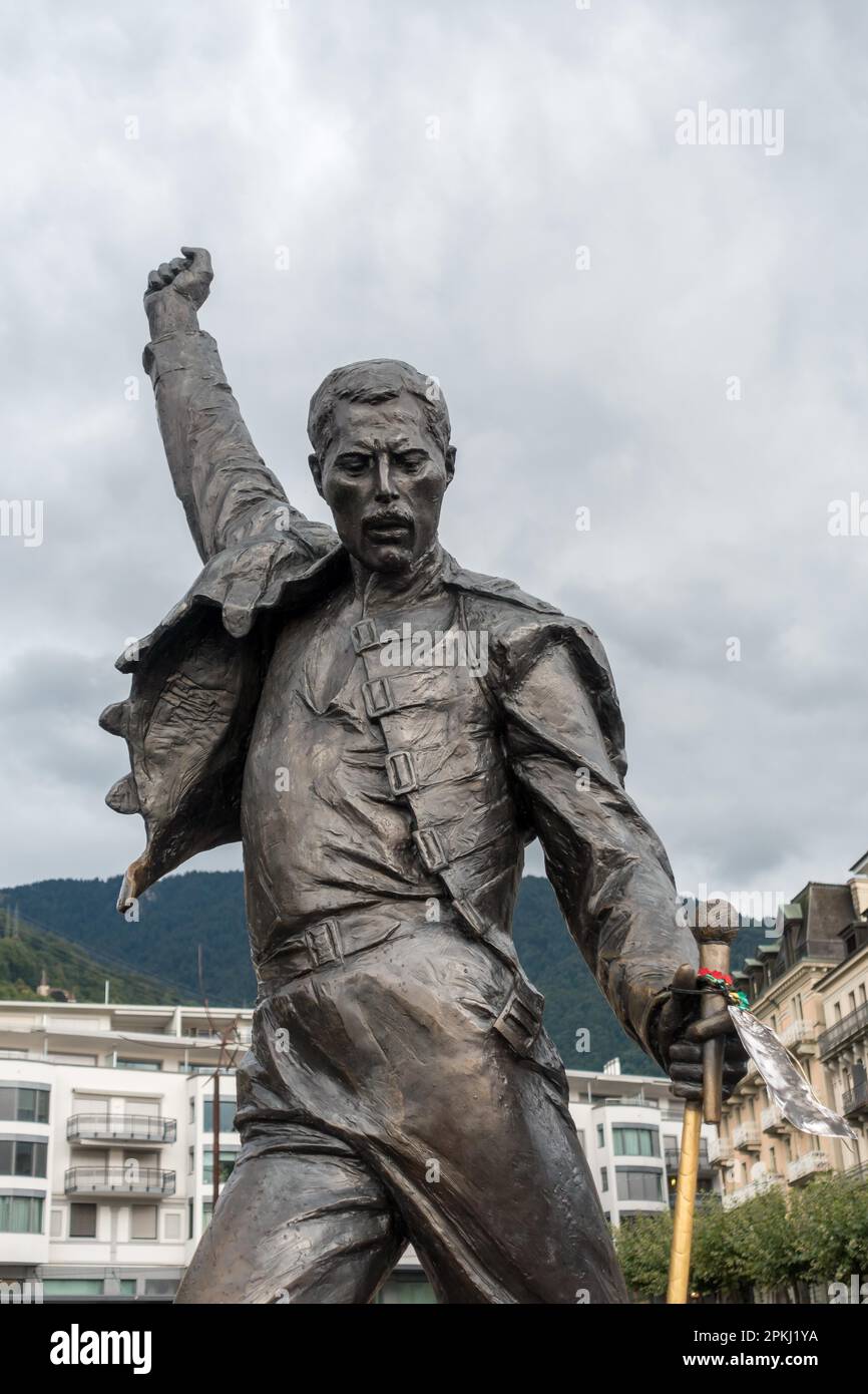 Statue von Freddie Mercury in Montreux Schweiz Stockfoto