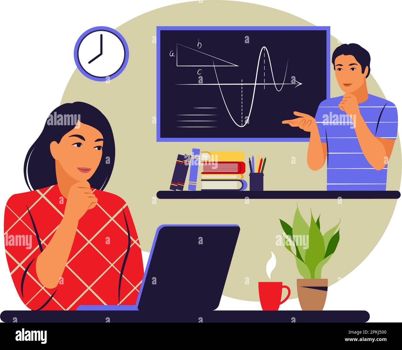 Online-Tutorial-Konzept. Lernen, Kurse, Tutorials. Vektorgrafik. Flach. Stock Vektor