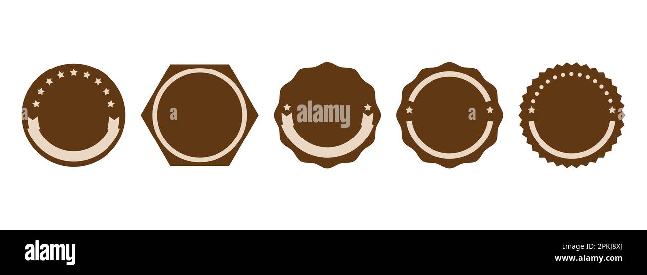 Unbeschriftetes rundes Abzeichen. Ein einfaches kreisförmiges Abzeichen mit einfarbigem Hintergrund, das als minimalistisches Design verwendet wird. Für Visitenkarten, Branding, Visitenkarten und Webs Stock Vektor