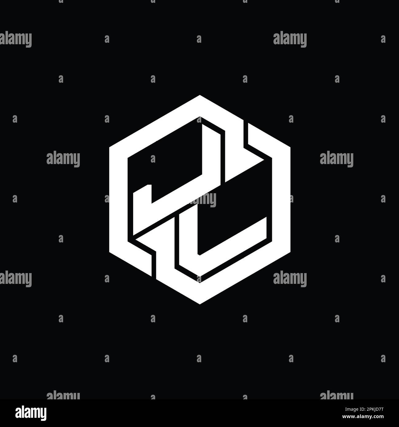 JL-Logo Monogramm Gaming mit sechseckiger Designvorlage mit geometrischer Form Stockfoto