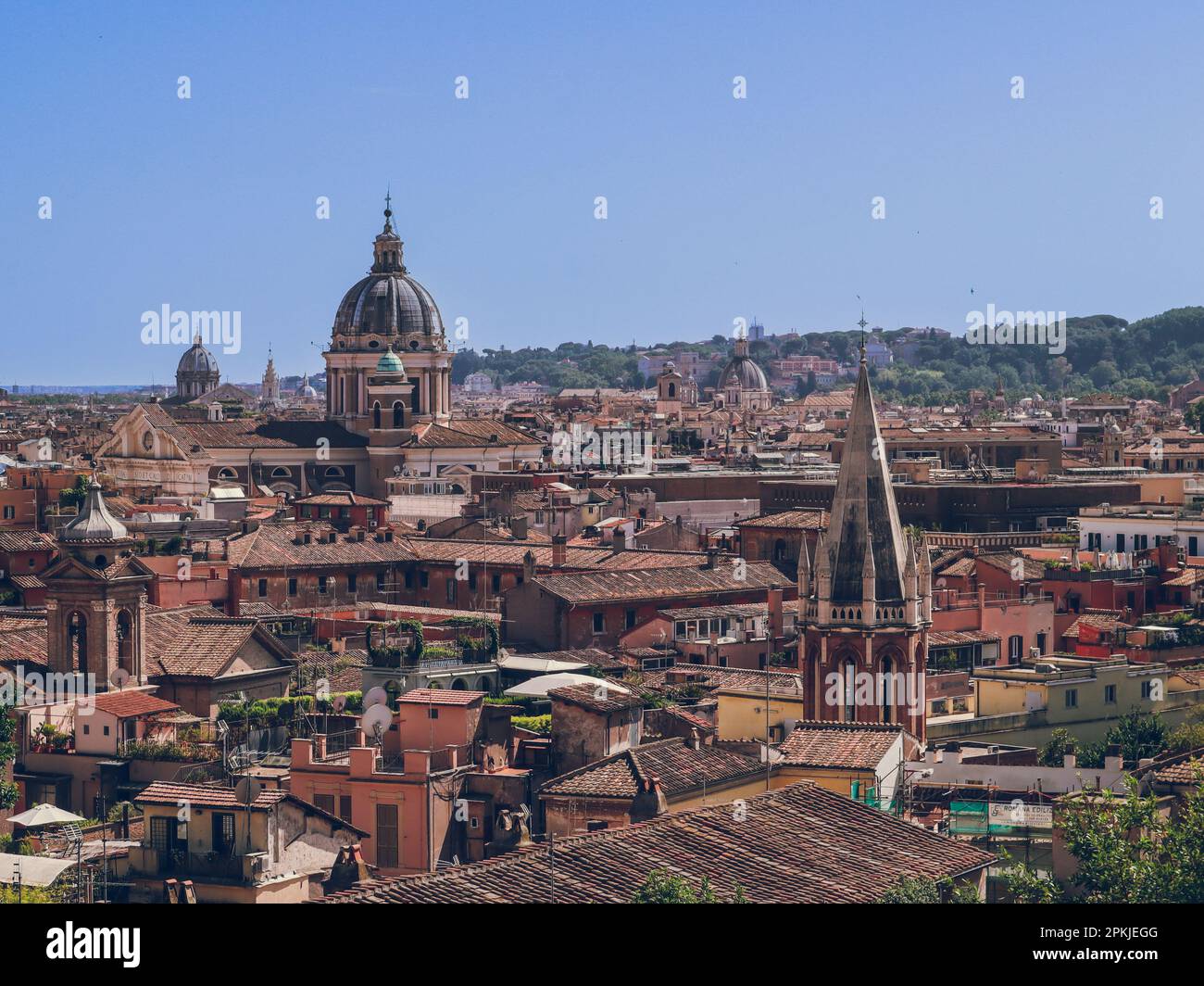 Blick auf Rom mit dem Petersdom vom Aussichtspunkt Villa Borghese, Latium, Italien, Italien Stockfoto