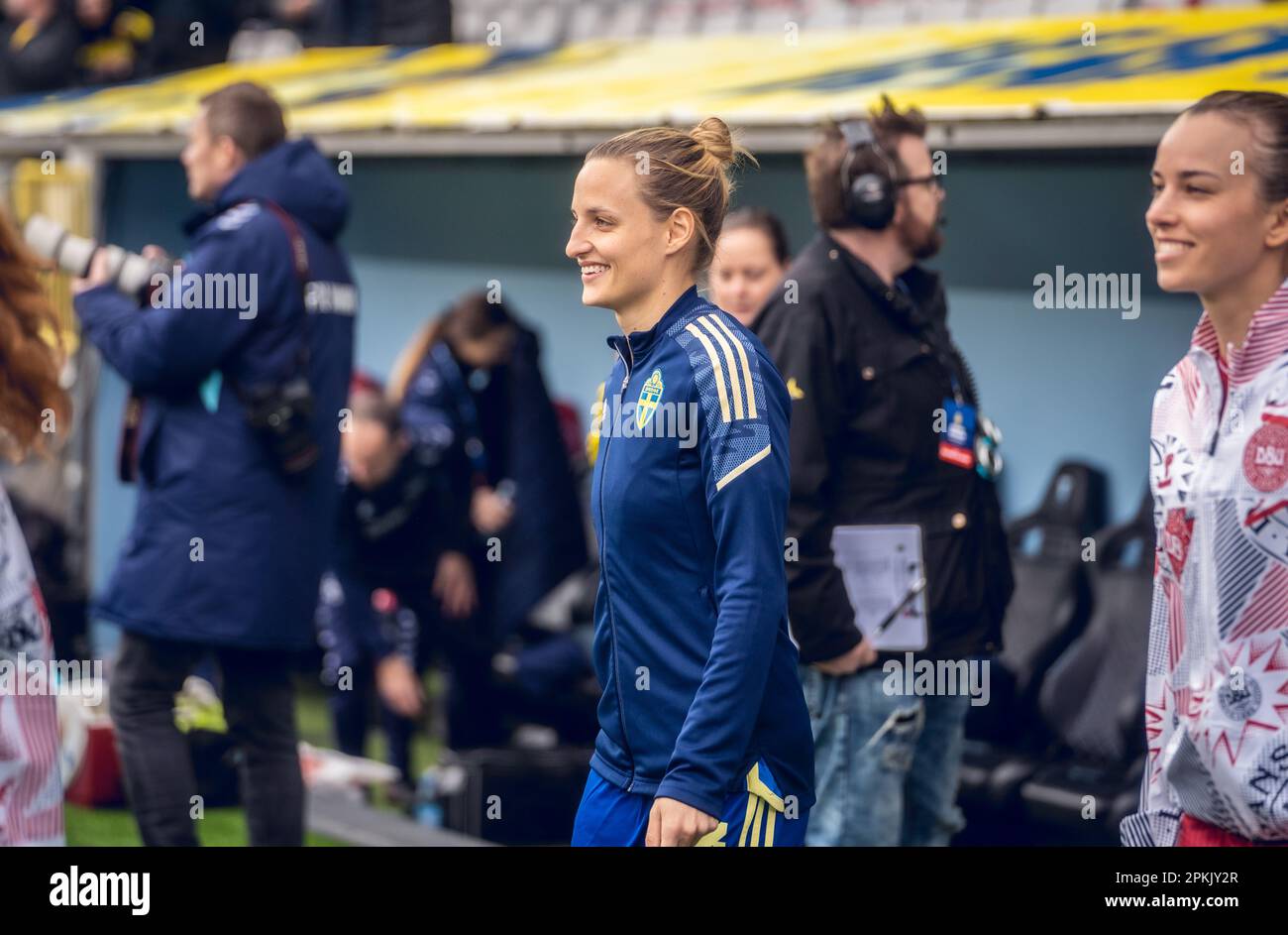 Malmoe, Schweden. 07. April 2023. Nathalie Björn von Schweden, die während der Fußballfreundschaft zwischen Schweden und Dänemark im Eleda-Stadion in Malmoe gesehen wurde. (Foto: Gonzales Photo/Alamy Live News Stockfoto