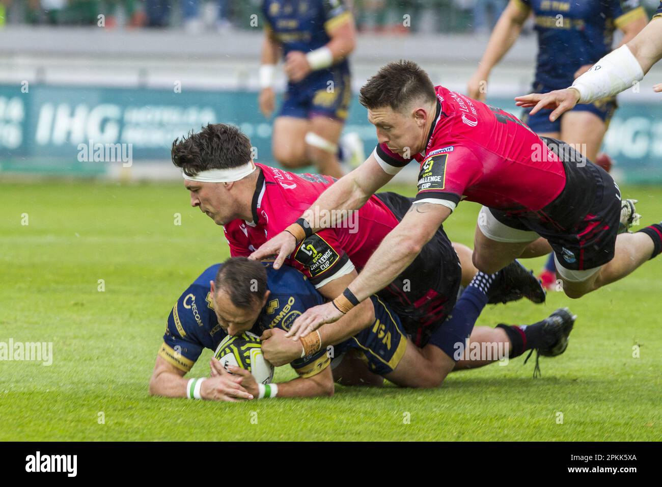 Treviso, Italien. 08. April 2023. Monigo Stadium, Treviso, Italien, 08. April 2023, 08/04/2023; Foto Alfio Guarise; Challenge Cup; Stadio Monigo Treviso; Benetton Treviso vs Cardiff Rugby; Rugby; Quarti di Finale; während der Viertelfinale - Benetton Rugby vs Cardiff - Rugby Challenge Cup Credit: Live Media Publishing Group/Alamy Live News Stockfoto