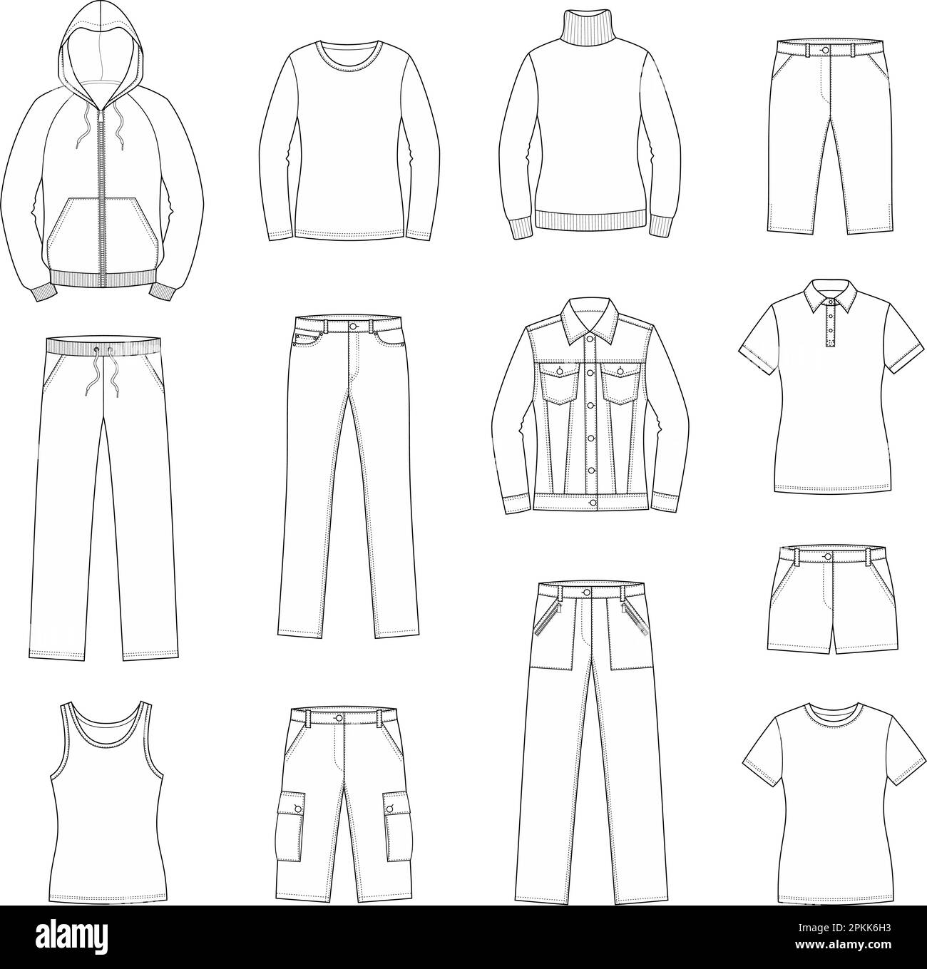 Set aus Freizeitkleidung für Frauen. Stock Vektor
