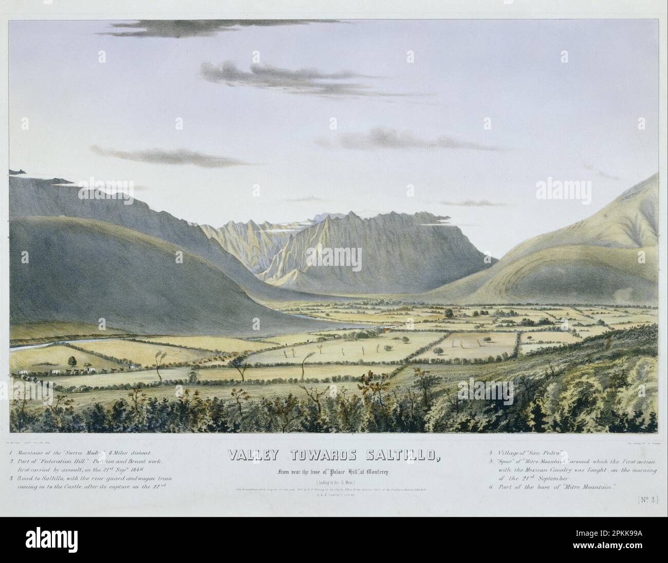 Tal in Richtung Saltillo, von der Basis des „Palasthügels“ in Monterey. [Schaut auf den Südwesten.]... [Nr. 3.] 1847 von Charles R. Parsons Stockfoto