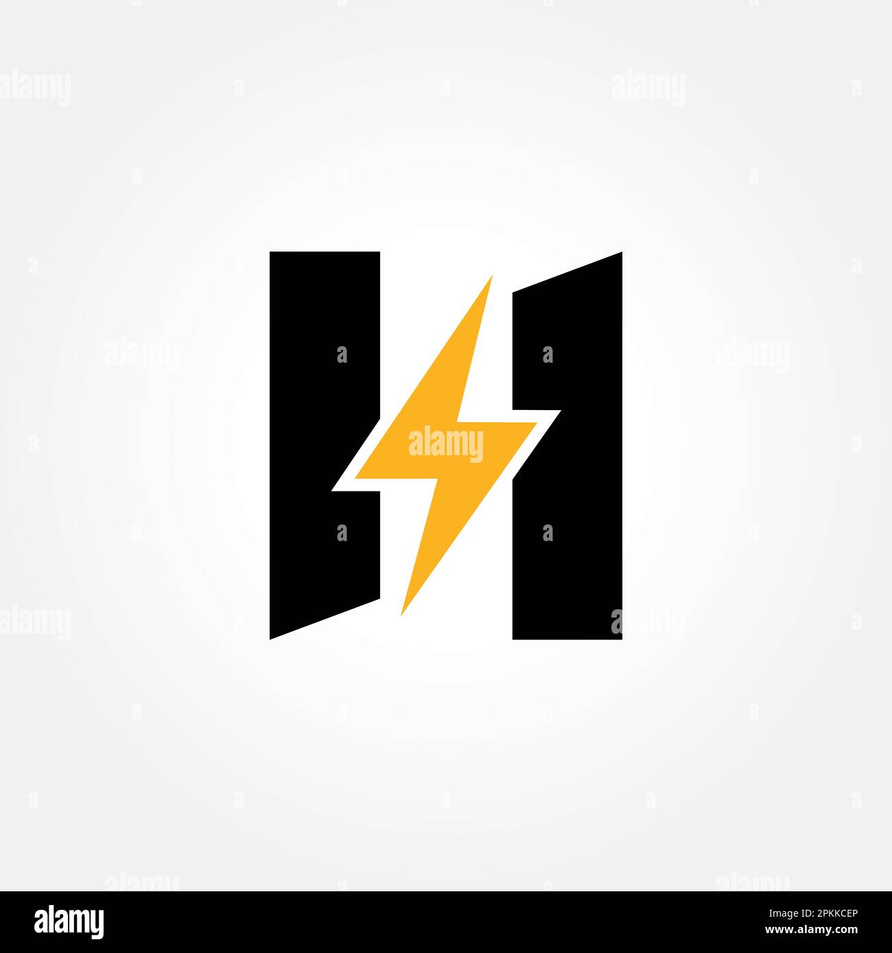 Logo mit Buchstabe H und Vektordesign mit Lightning Thunder Bolt. Abbildung des Logos mit dem Buchstaben H für elektrische Schrauben. Stock Vektor