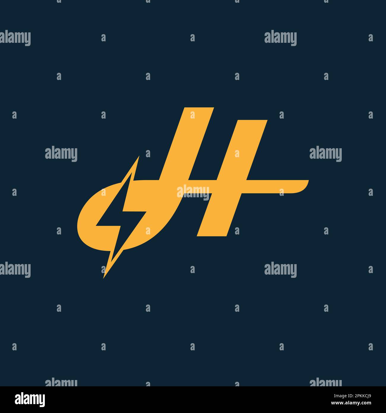 Logo mit Buchstabe H und Vektordesign mit Lightning Thunder Bolt. Abbildung des Logos mit dem Buchstaben H für elektrische Schrauben. Stock Vektor