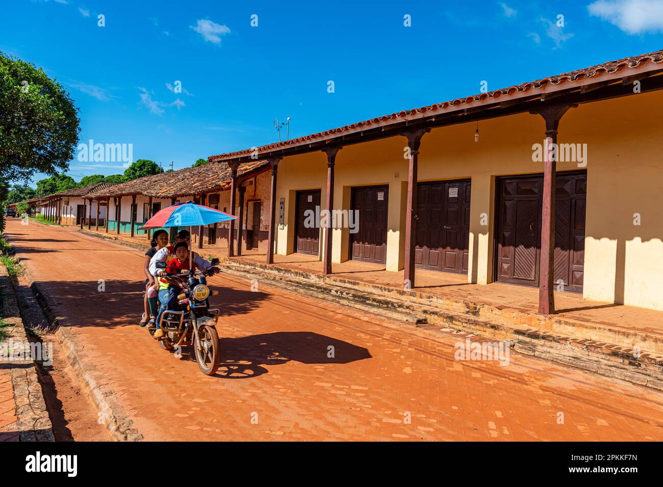 Alte Kolonialhäuser, Mission of Concepcion, Jesuitenmissionen von Chiquitos, UNESCO-Weltkulturerbe, Santa Cruz Department, Bolivien, Südamerika Stockfoto