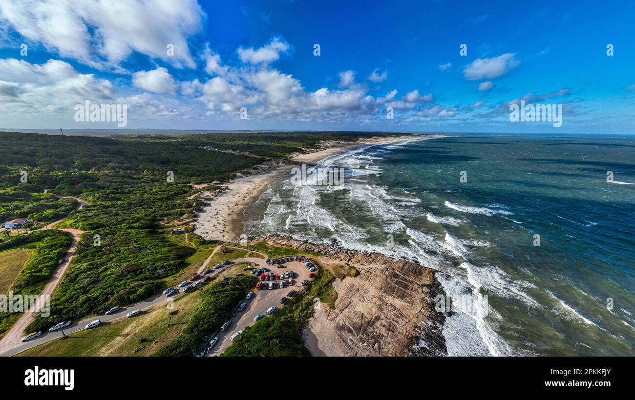 Strände aus der Vogelperspektive im Santa Teresa Nationalpark, Uruguay, Südamerika Stockfoto