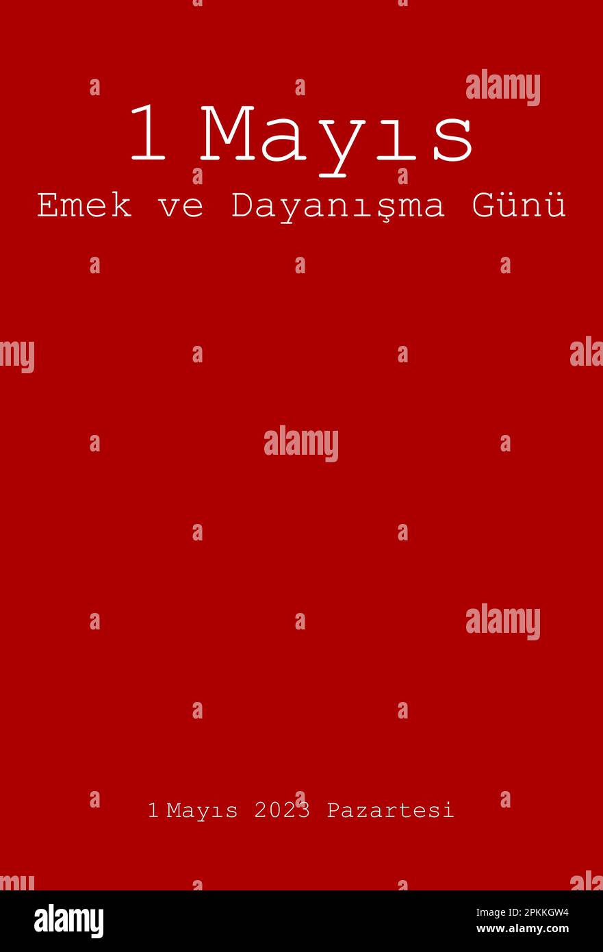 Posterdesign für Arbeit und Solidaritätstag im Mai 1. auf Türkisch. Stockfoto