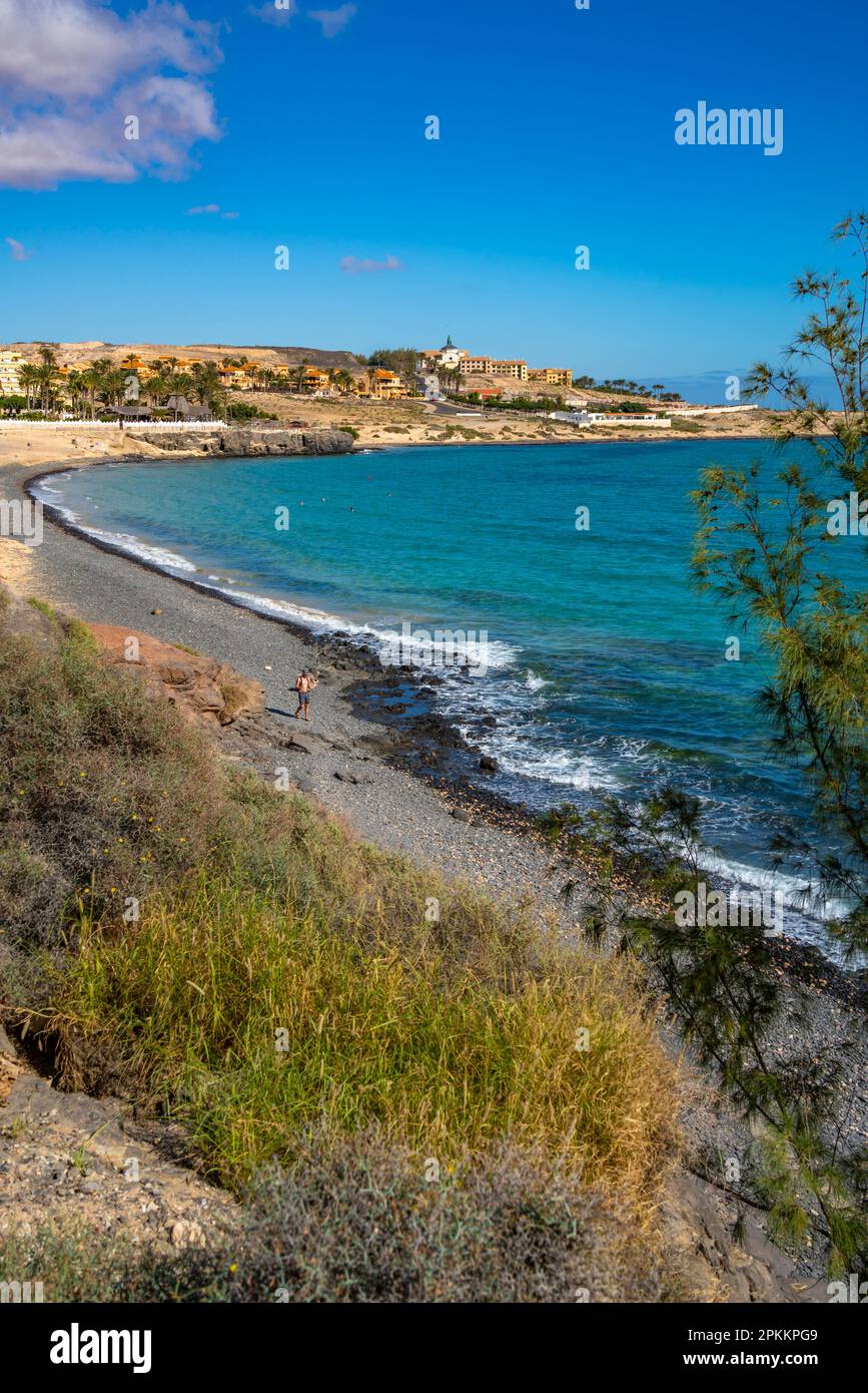 Blick auf die Küste in der Nähe von Castillo Caleta de Fuste, Fuerteventura, Kanarische Inseln, Spanien, Atlantik, Europa Stockfoto