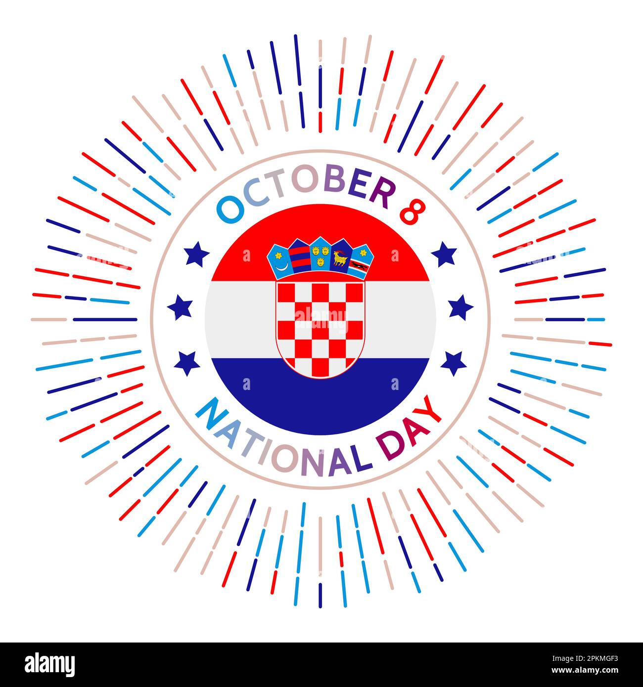 Kroatisches Nationalfeierabzeichen. Unabhängigkeit von der SFR Jugoslawien im Jahr 1991. Am 8. Oktober gefeiert. Stock Vektor