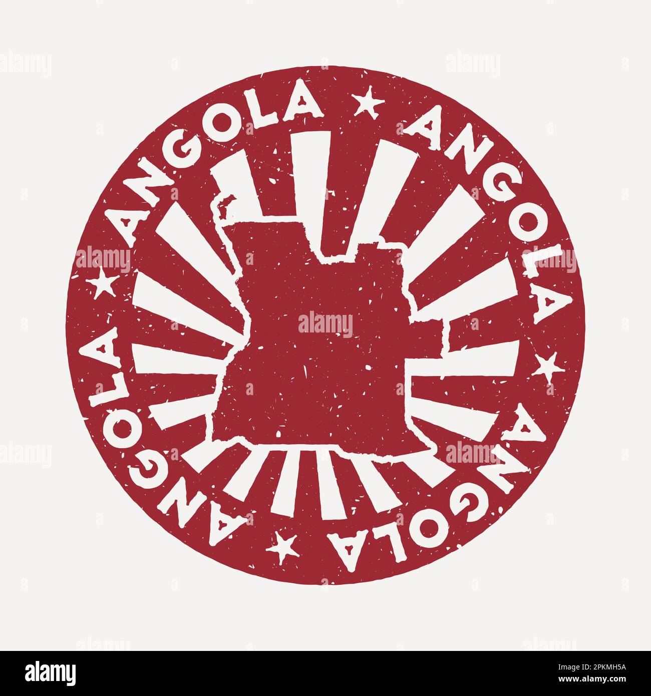 Angola-Stempel. Roter Gummistempel mit Landkarte, Vektorillustration. Stock Vektor