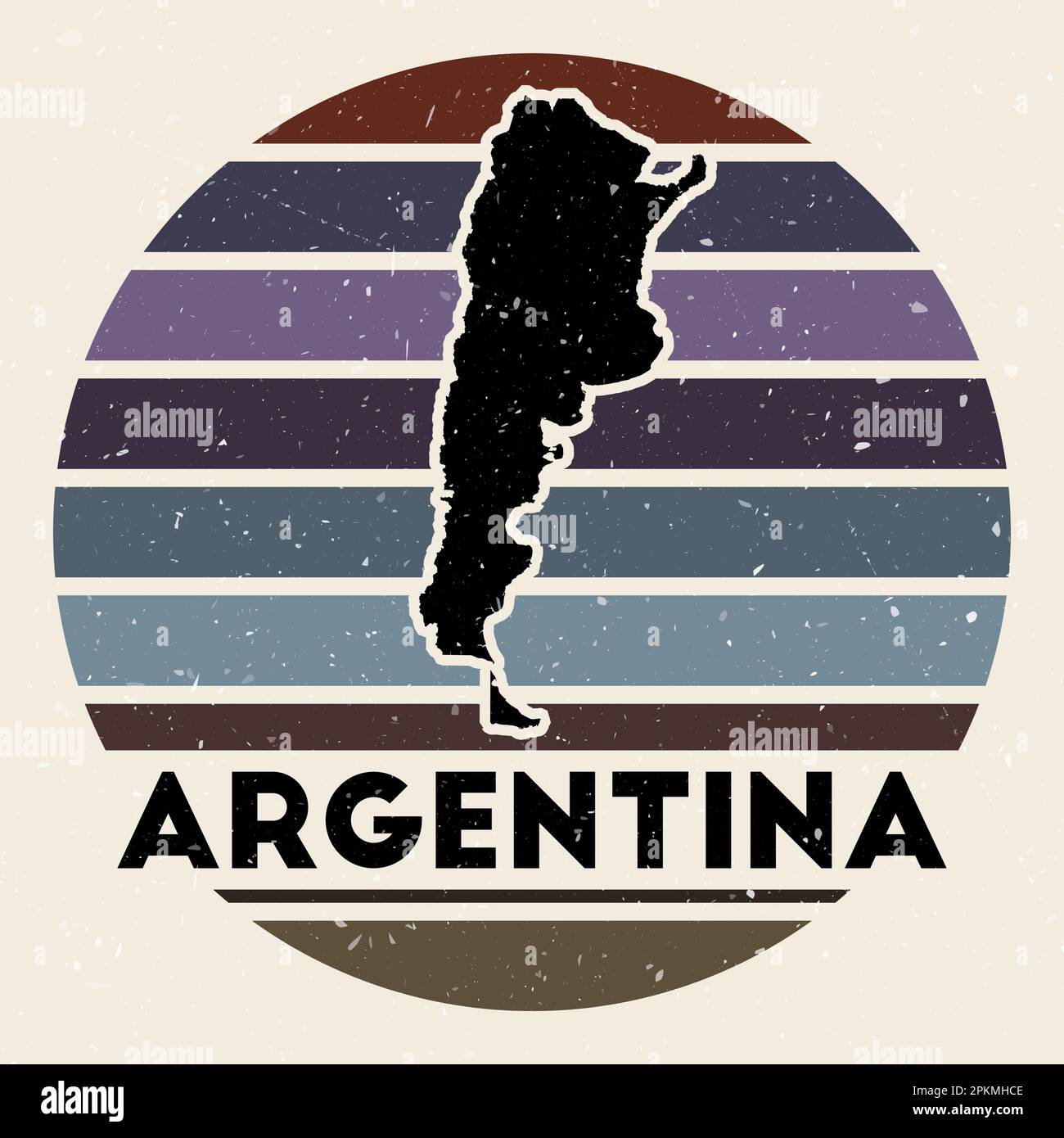 Argentinisches Logo. Mit Landkarte, farbigen Streifen und Vektorzeichnung unterschreiben. Kann