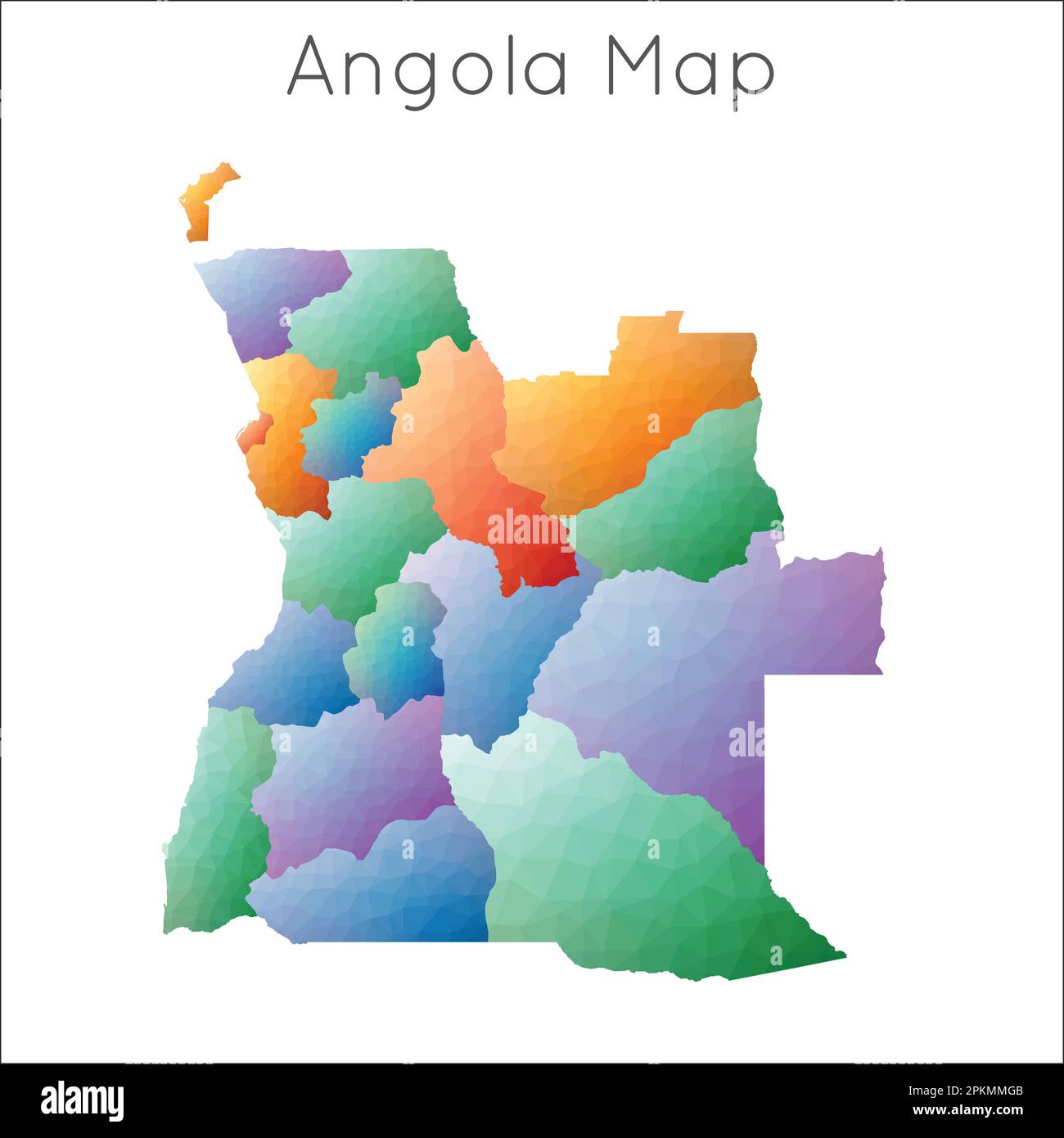 Niedrige Poly-Karte von Angola. Karte im Mosaikstil mit geometrischem Polygon in Angola. Stock Vektor