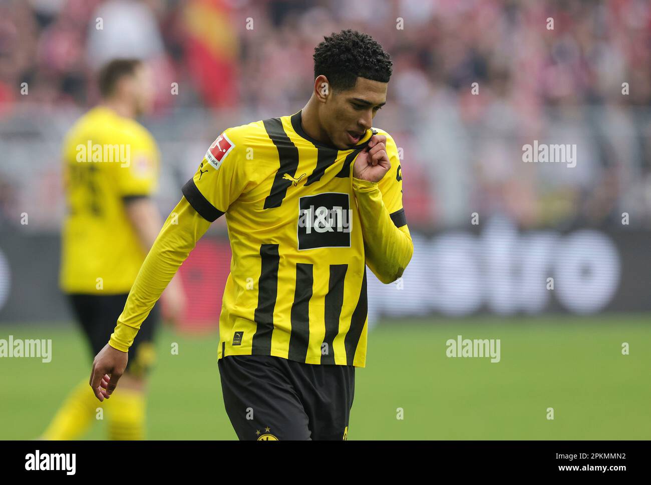 Dortmund, Deutschland. 08. April 2023. firo : 08.04.2023, Fußball, 1. Liga, 1. Bundesliga, Staffel 2022/2023, BVB, Borussia Dortmund - Union Berlin 2: 1 Jude BELLINGHAM, BVB Halbfigur, Enttäuschung Kredit: dpa/Alamy Live News Stockfoto