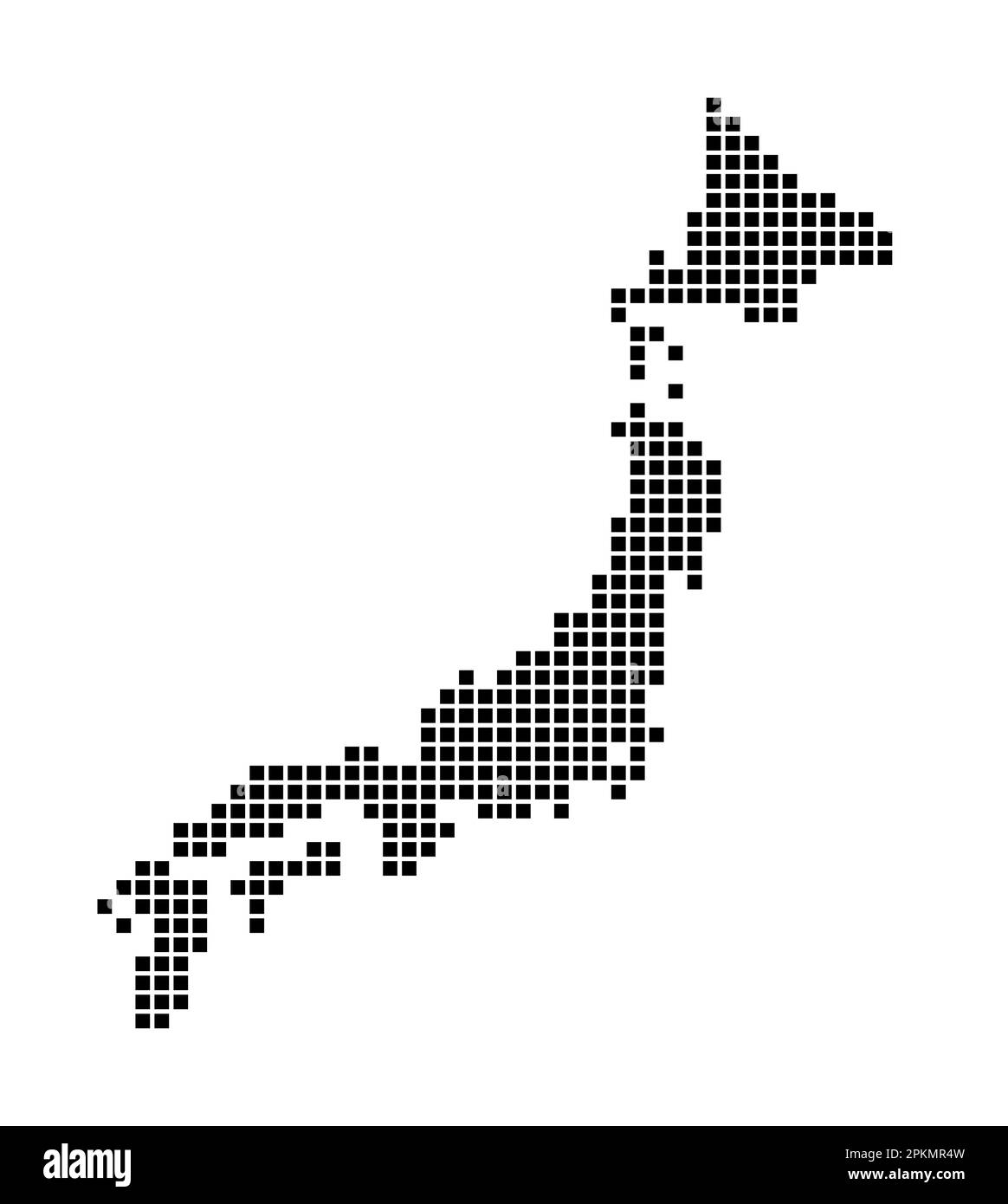 Japanische Karte. Karte von Japan im gepunkteten Stil. Ländergrenzen mit Rechtecken für Ihr Design. Vektordarstellung. Stock Vektor