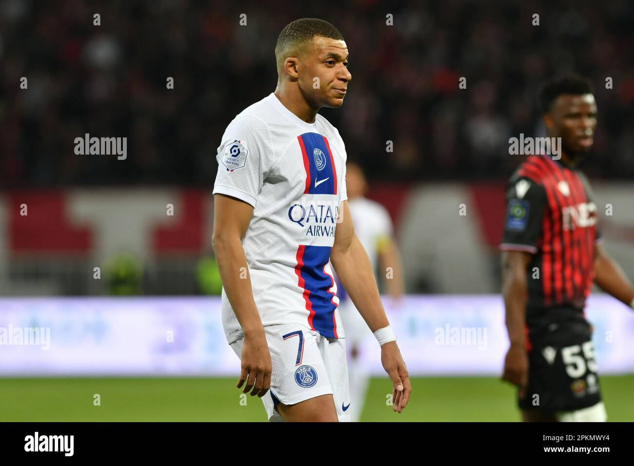 Schön, Frankreich. 08. April 2023. kylian mbappe (psg) beim OGC Nice vs Paris Saint Germain (PSG), französisches Fußballspiel Ligue 1 in Nizza, Frankreich, April 08 2023 Kredit: Independent Photo Agency/Alamy Live News Stockfoto