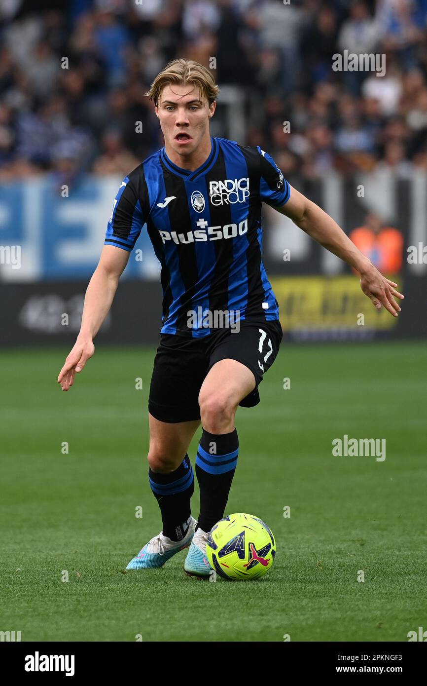 Gewiss Stadium, Bergamo, Italien, 08. April 2023, Rasmus Hojlund (Atalanta) in Aktion während