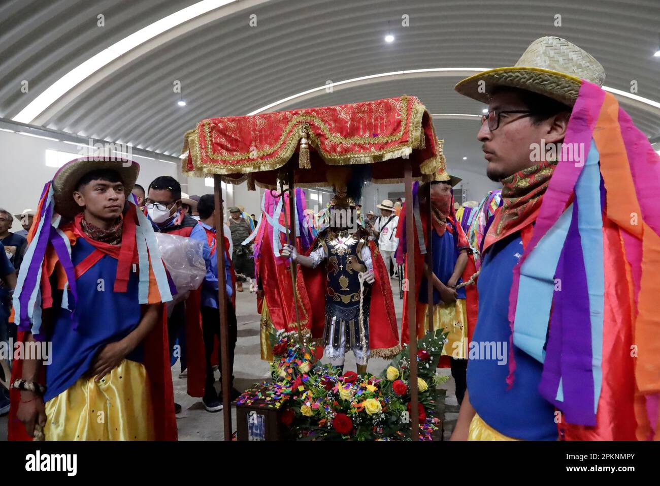 Nicht exklusiv: 8. April 2023, Bundesstaat Puebla, Mexiko: Der Heilige Hipolito Martir, Schutzpatron der Stadt, beim Fest der Herrlichkeit der Juden Stockfoto