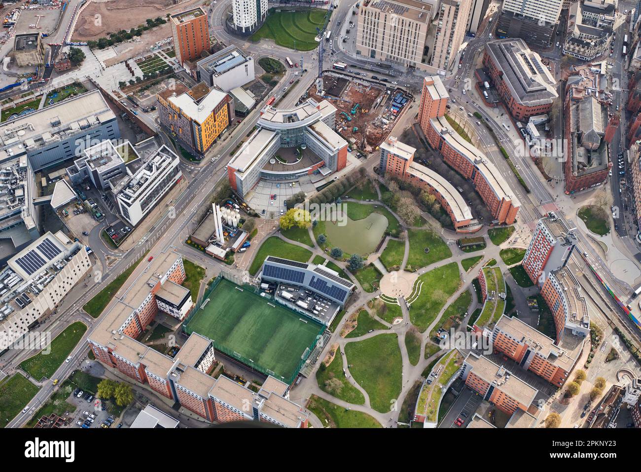 Das Birmingham City Centre, West Midlands, England, Großbritannien aus der Vogelperspektive Stockfoto