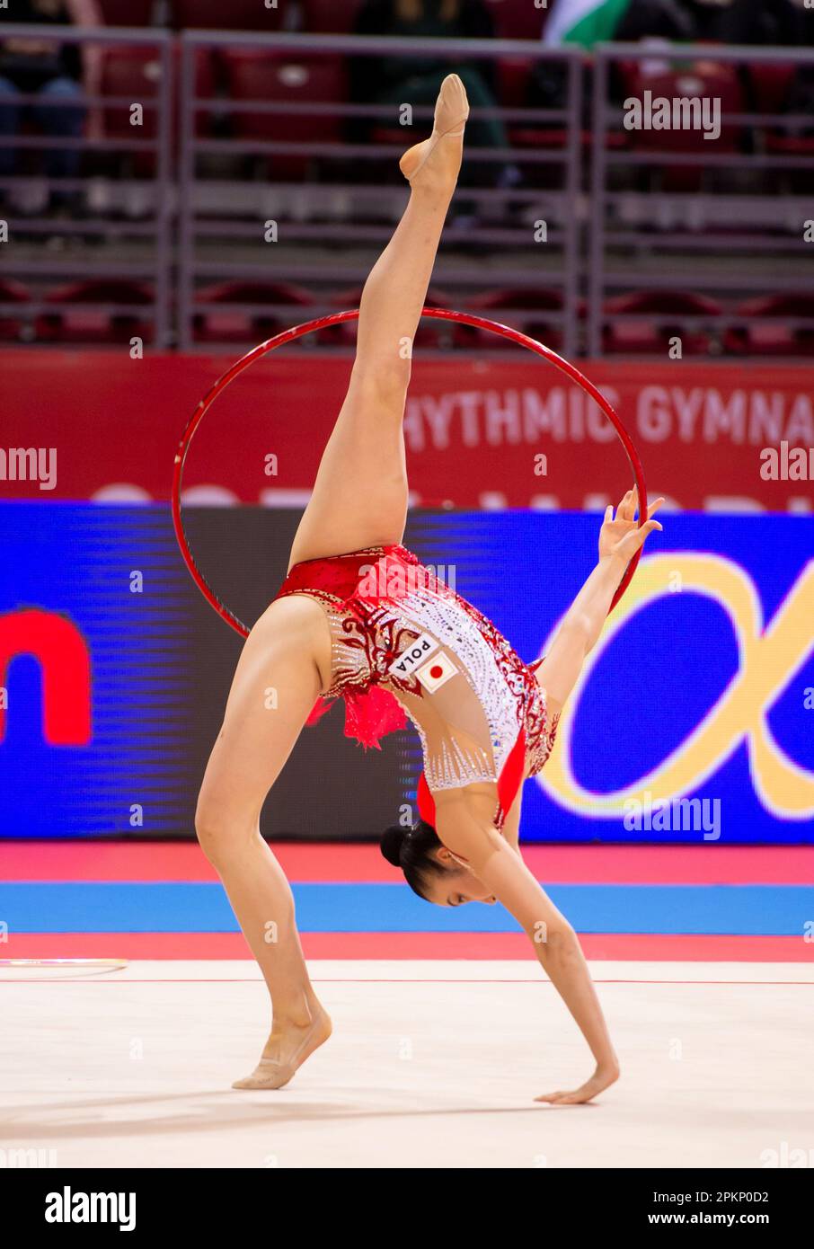 Sofia, Bulgarien. 31. März 2023. Aino Yamada aus Japan tritt während der rhythmischen Gymnastik-Weltmeisterschaft in der Arena Armeec mit dem Korb auf Stockfoto