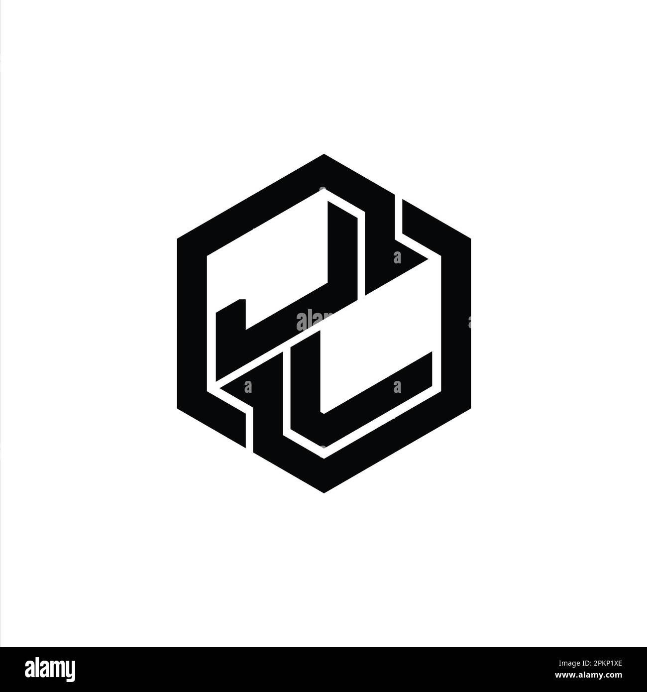 JL-Logo Monogramm Gaming mit sechseckiger Designvorlage mit geometrischer Form Stockfoto